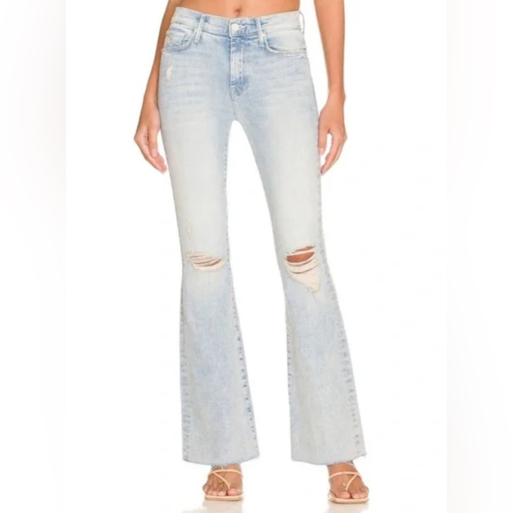 Low-Rise Light Wash Ripped Jeans - Mother